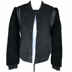 UGGS WOMEN'S BLACK WOOL BOMBER JACKET SZ LARGE